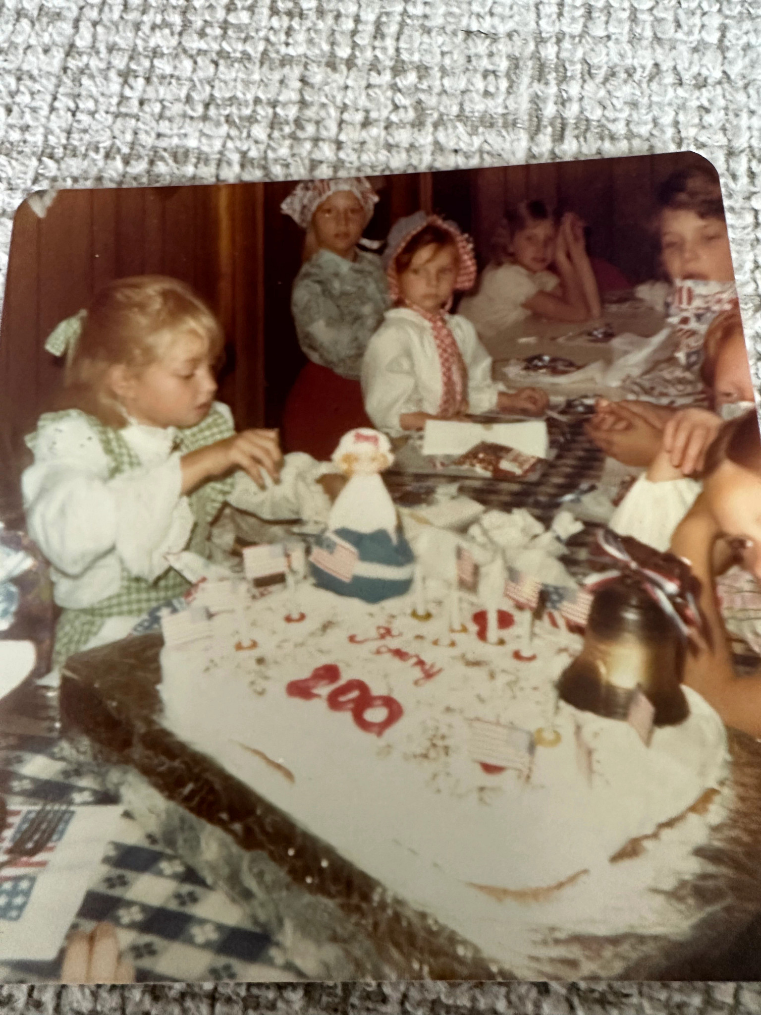 a vintage photo from a girl's Betsy Ross-themed birthday party