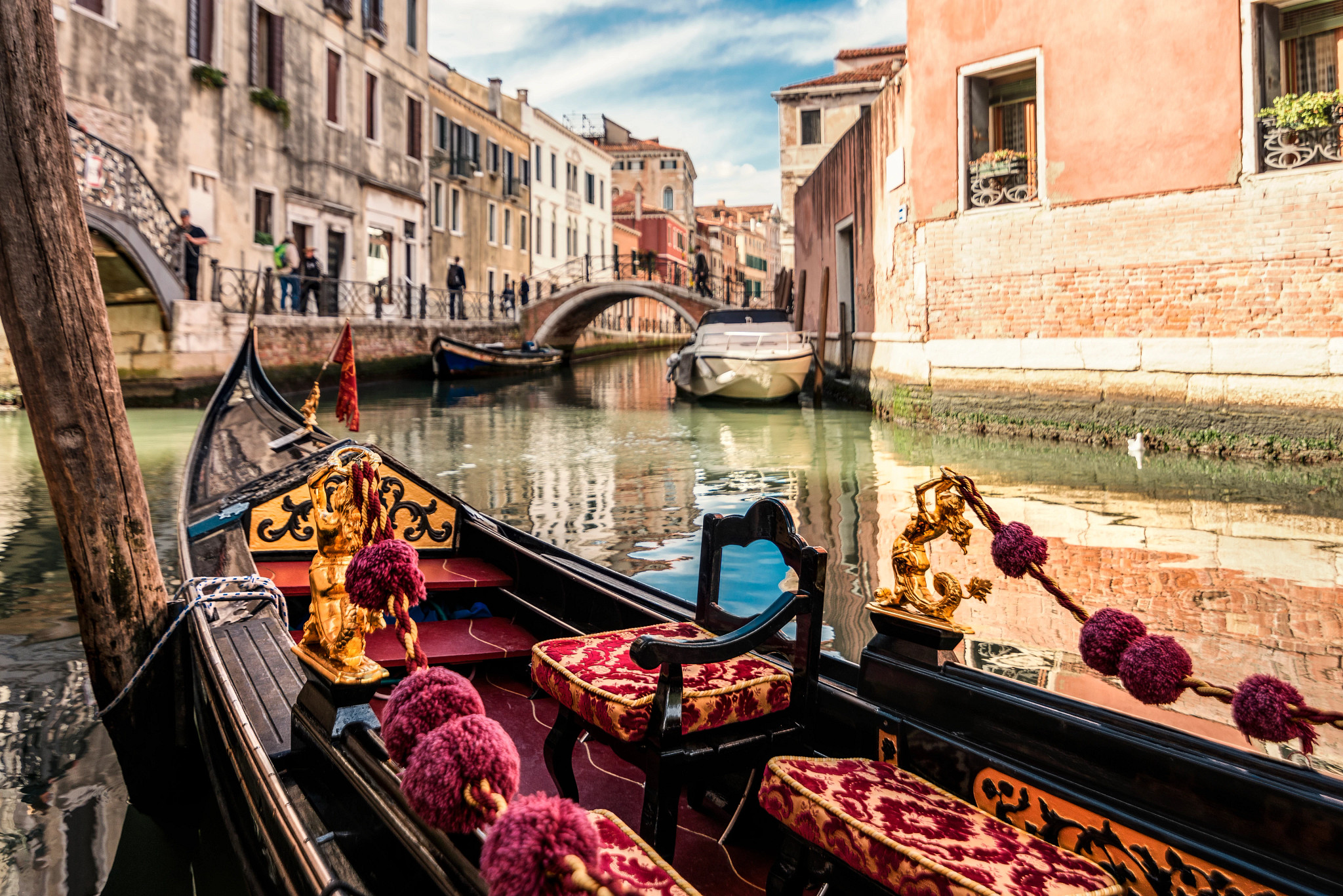 a gondola along the Venice Canals