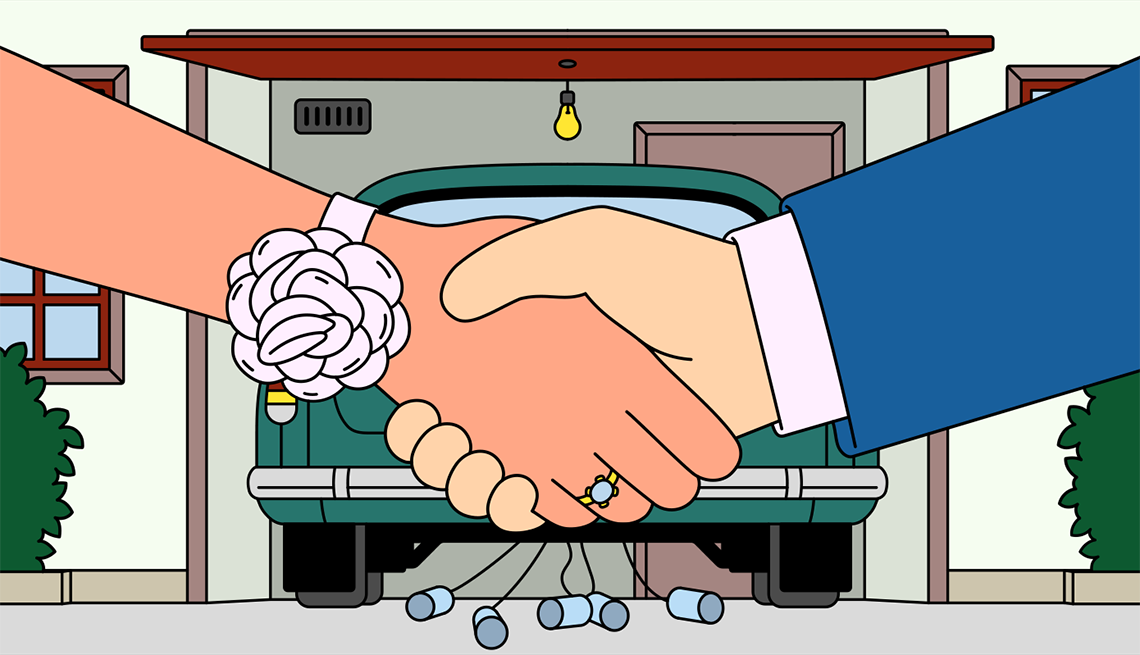 A postnuptial agreement a bride and groom are shaking hands