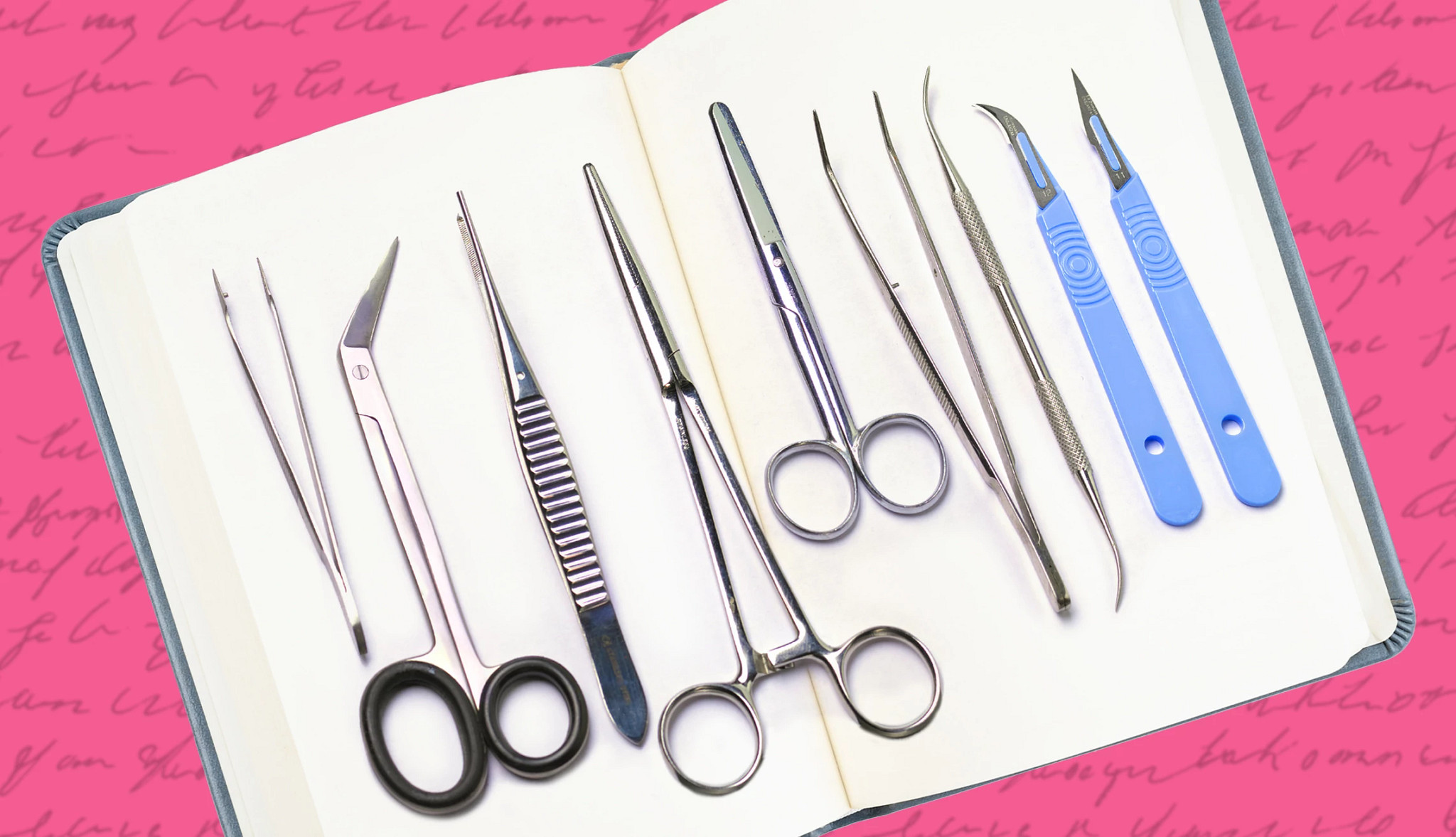 image of facelift tools on an open journal