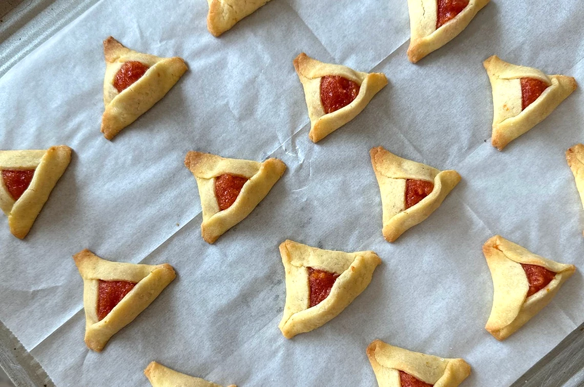 hamantaschen on a tray hamantaschen on a tray