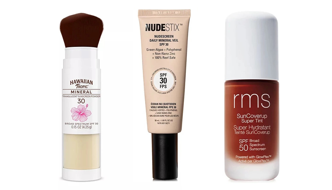 Daily mineral veil, translucent powder, and super tint sunscreens are featured.