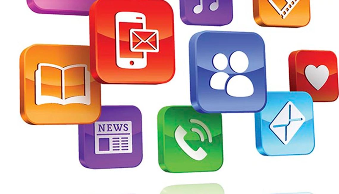 Social media may have an effect on the brain An illustration of several different app icons