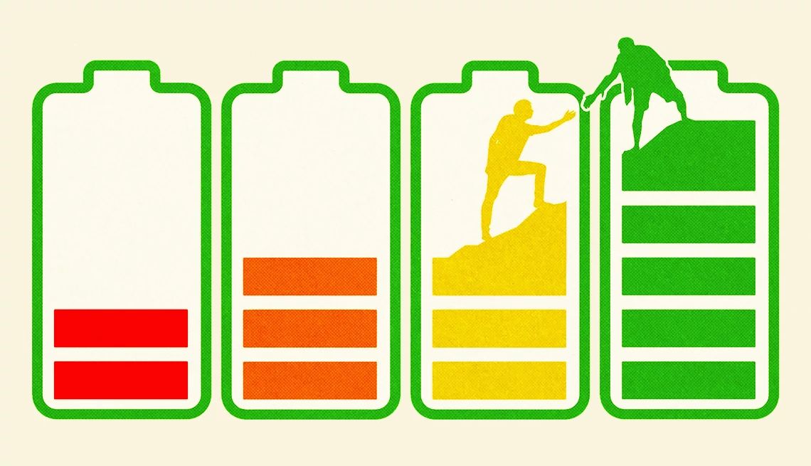 How to Fight Fatigue illustration of battery energy levels