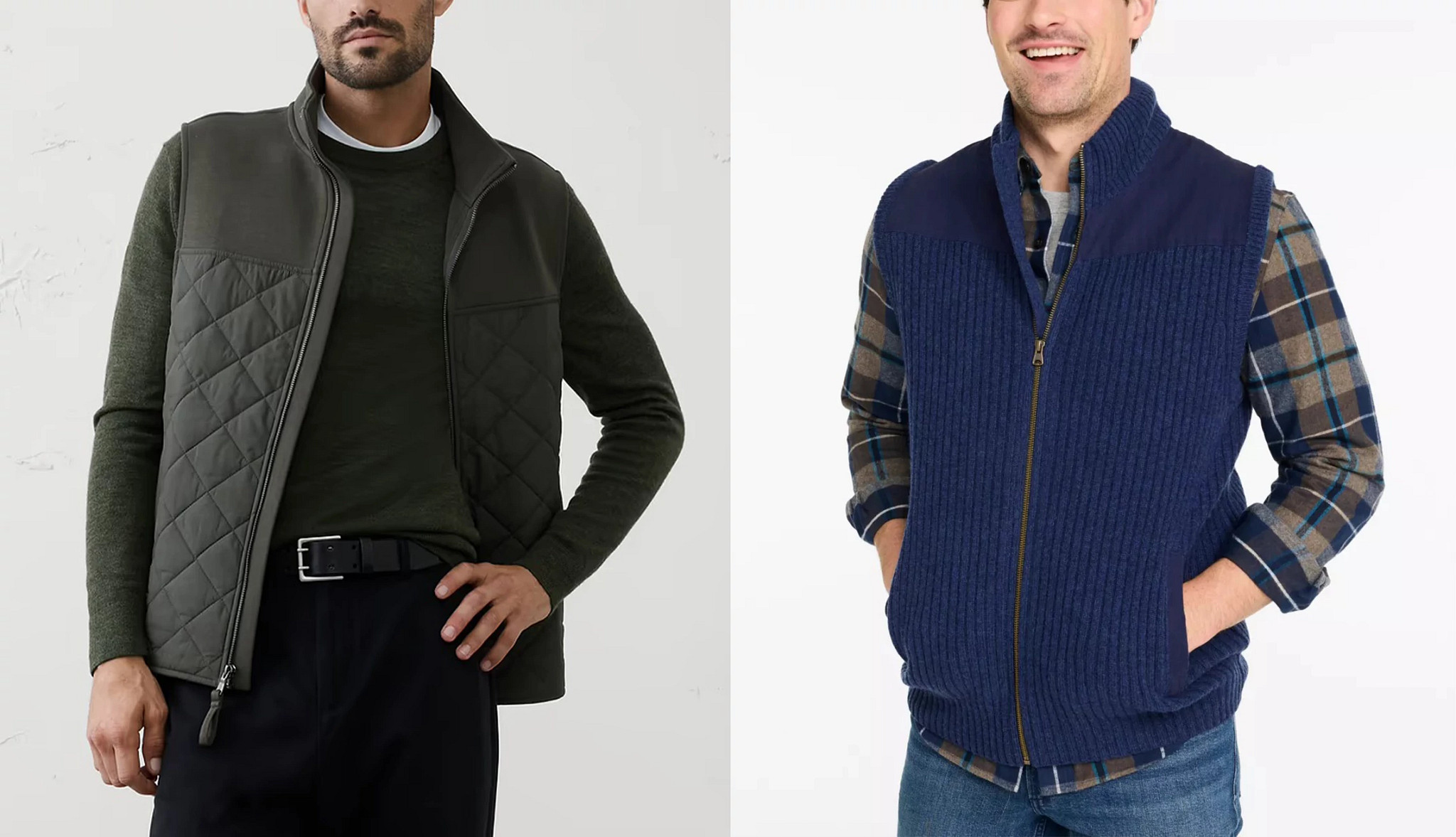 different styles and colors of casual vests for men