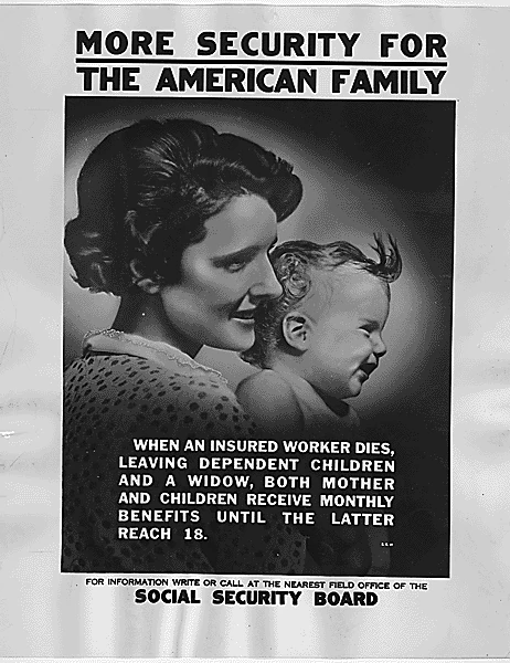 Social Security and Women a poster promoting social security for widows