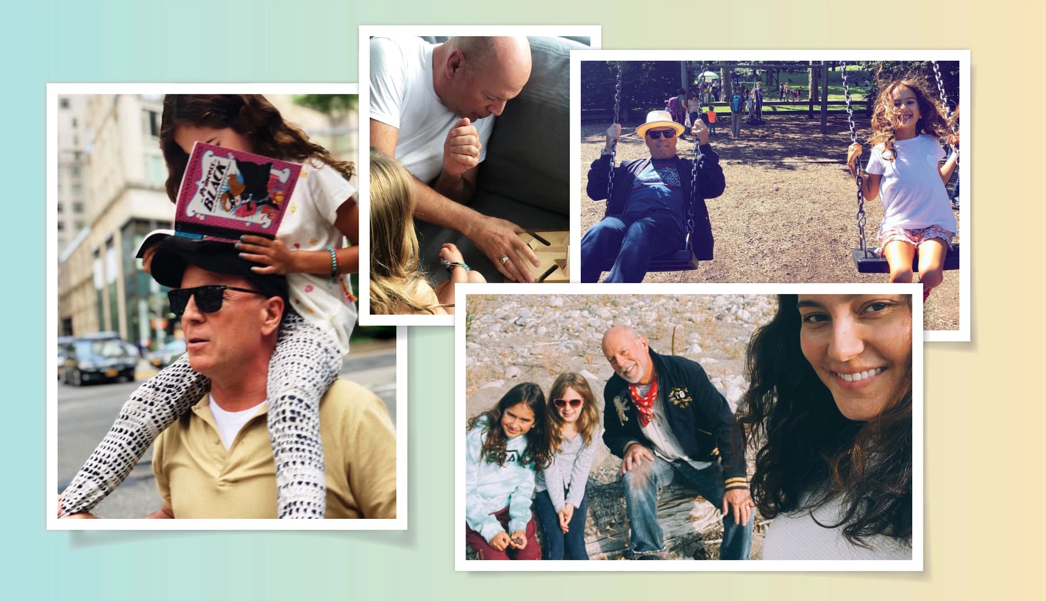 10 Things We Learned From Emma Heming Willis’s New Memoir a collage of different images of a family