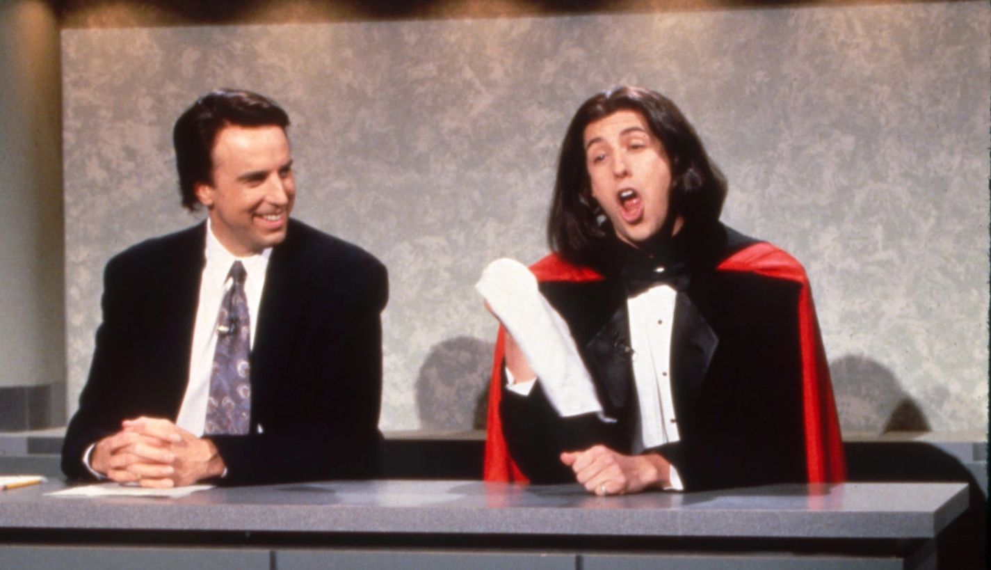 Kevin Nealon and Adam Sandler Kevin Nealon and Adam Sandler as Opera Man during a Weekend Update sketch on Saturday Night Live