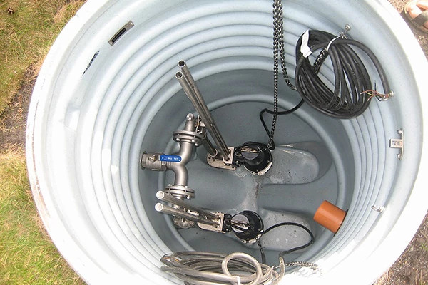 Image looking from above into an open sump pump.
