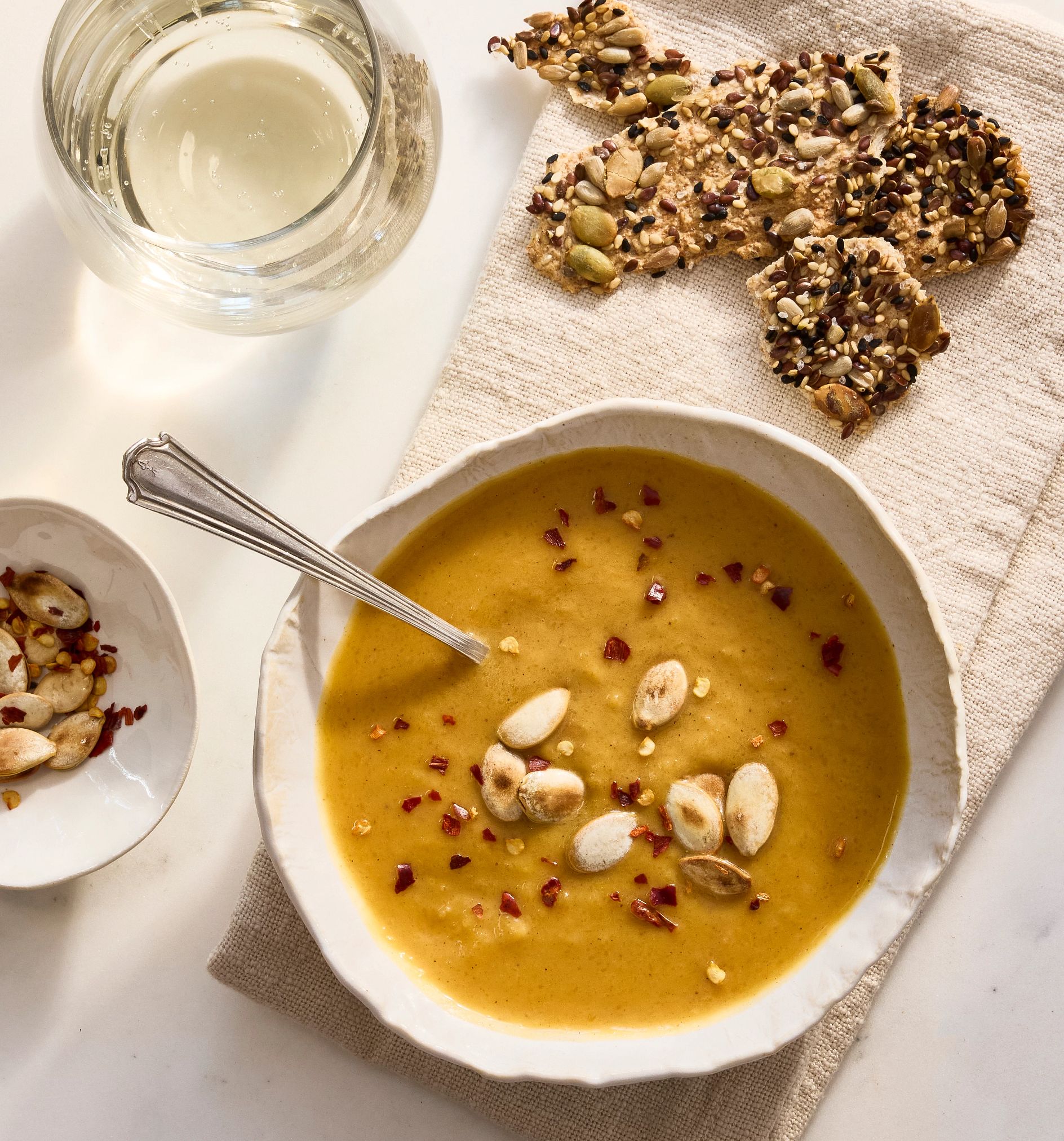 Recipes That Will Make You Love Pumpkin a photo shows chef Thivet’s pumpkin soup