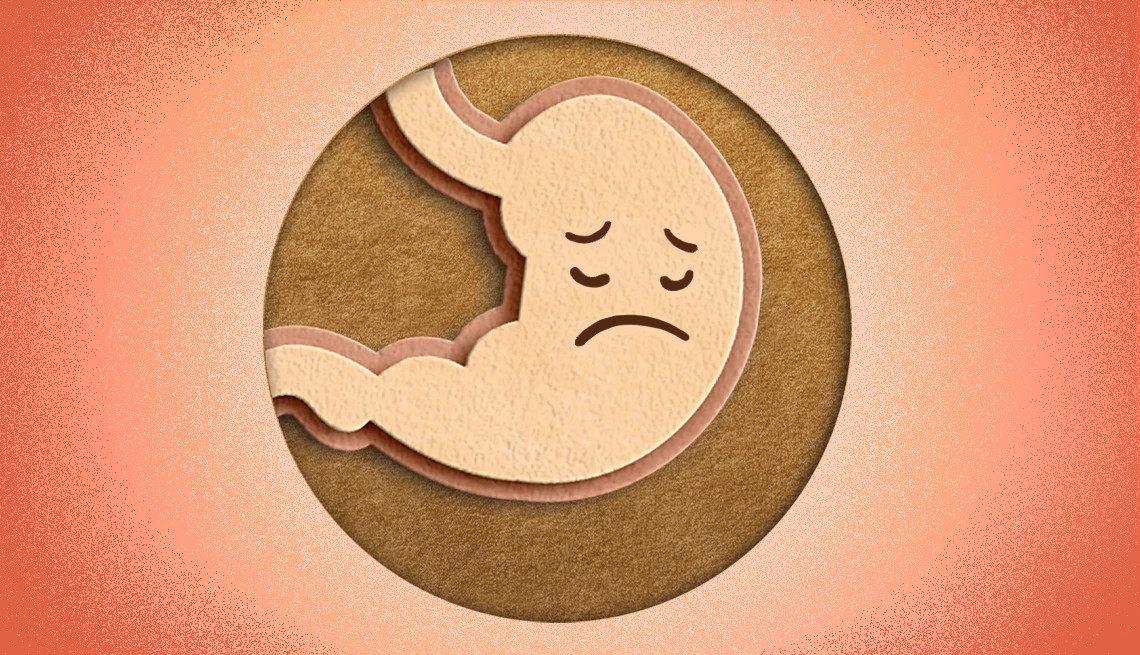 stomach with sad face illustrating what happens when you eat contaminated foods