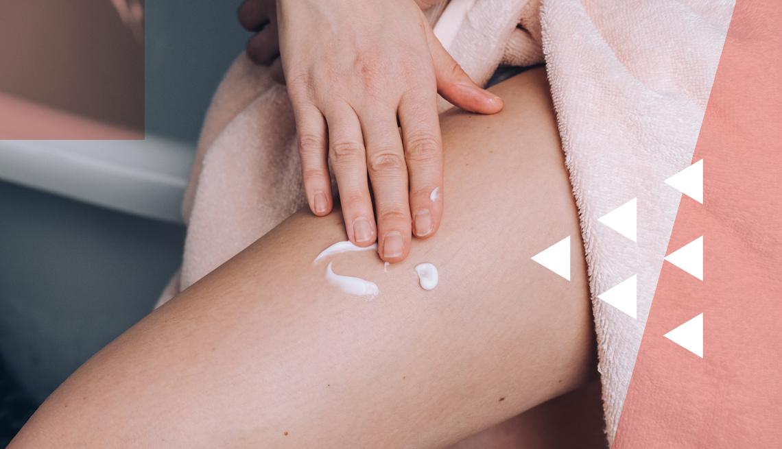 Whole body deodorant a woman applying whole body deodorant cream on their leg