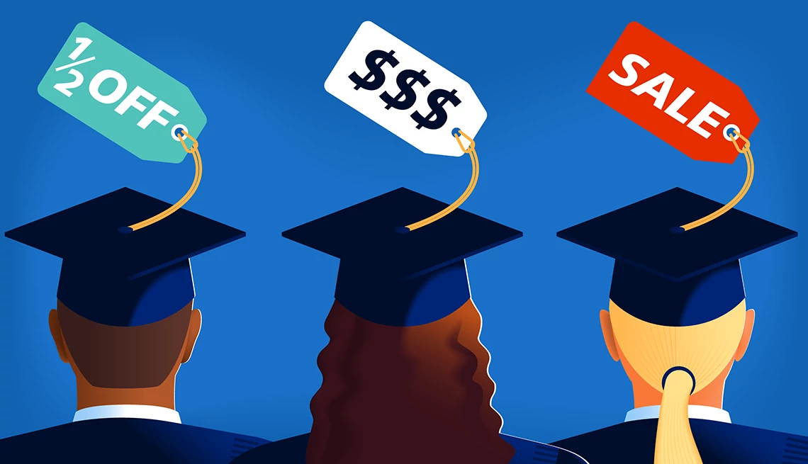 Cómo ahorrar y pagar menos en la universidad Ilustración de graduados