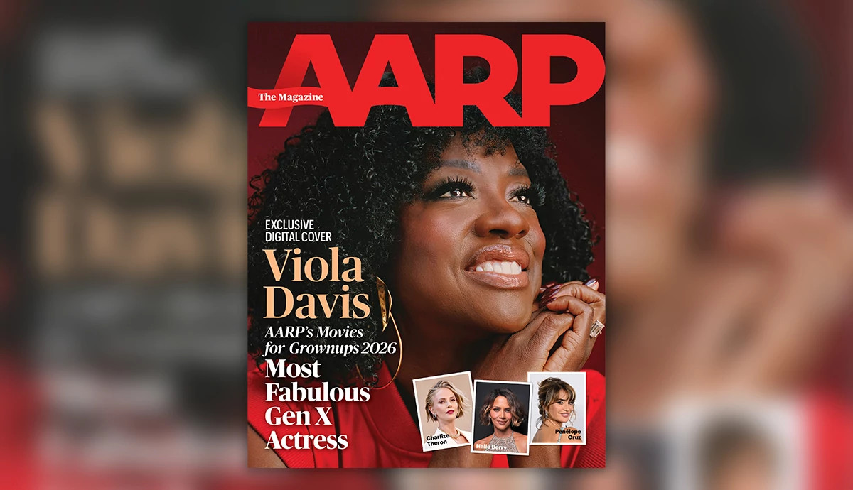 the cover of AARP the Magazine featuring Viola Davis at the top of the list of fabulous Gen X actresses