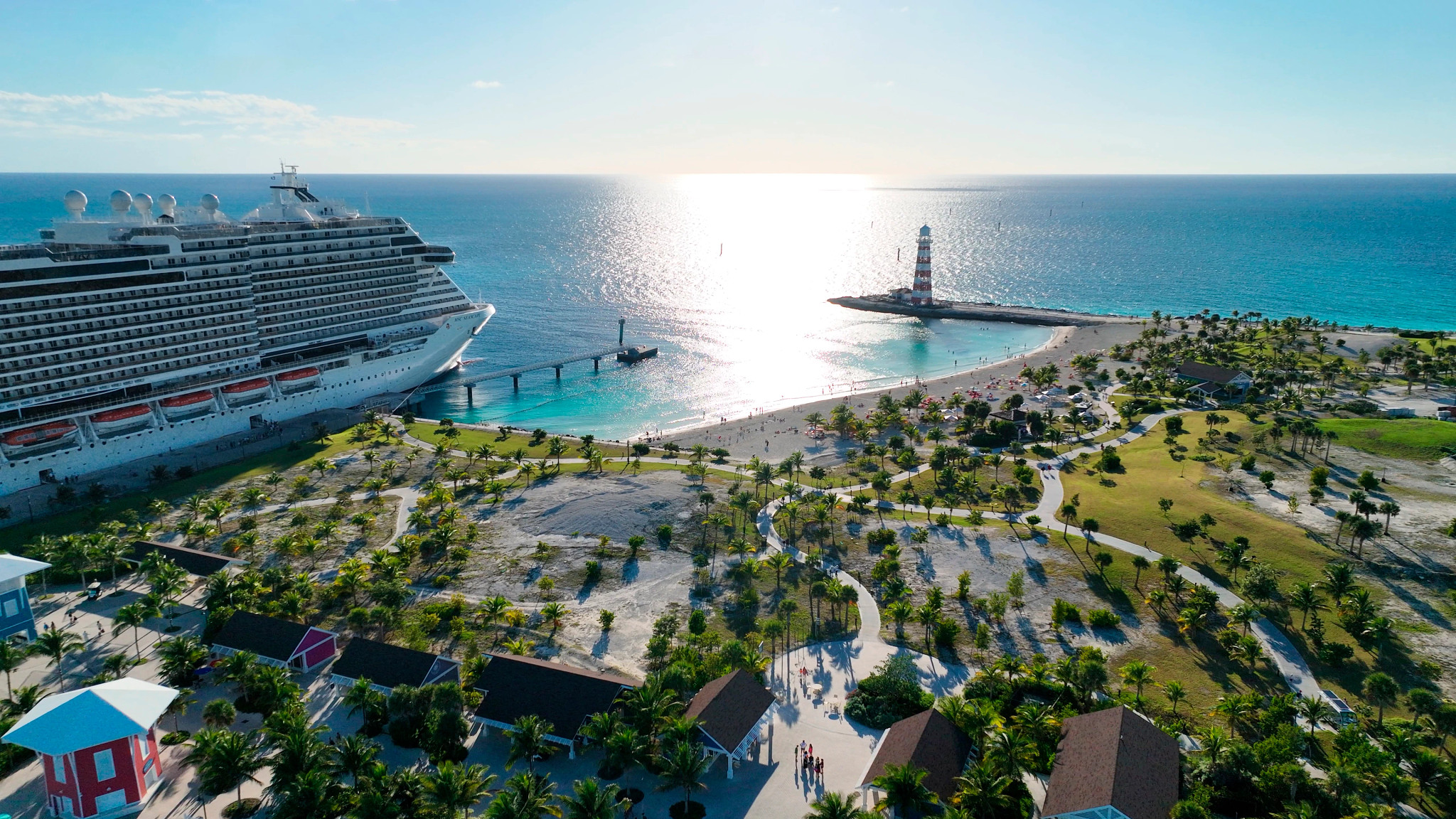 an MSC cruise ship docked in the Caribbean