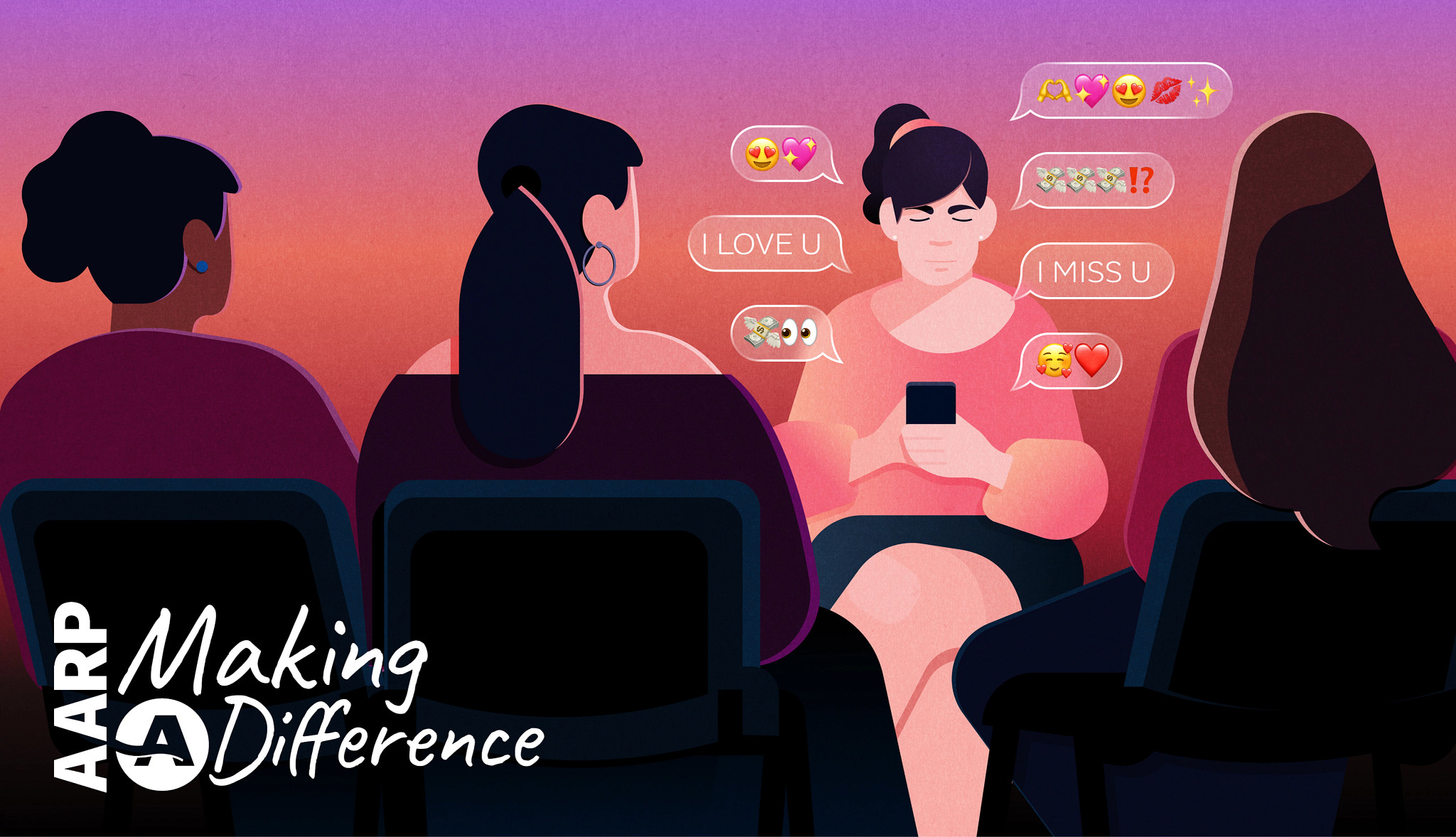 a person on a phone falling for a romance scam
