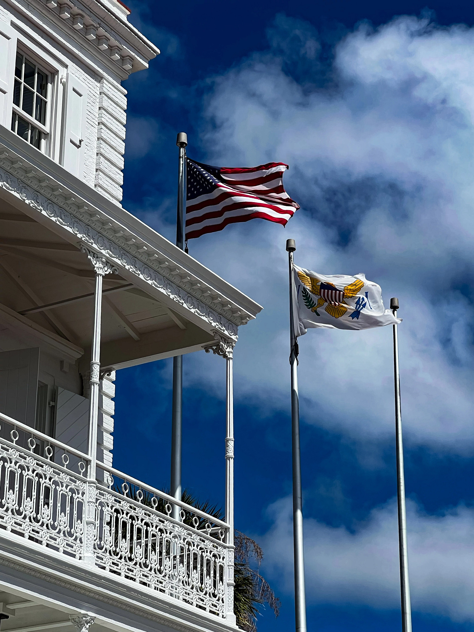 american flag and virgin island flag