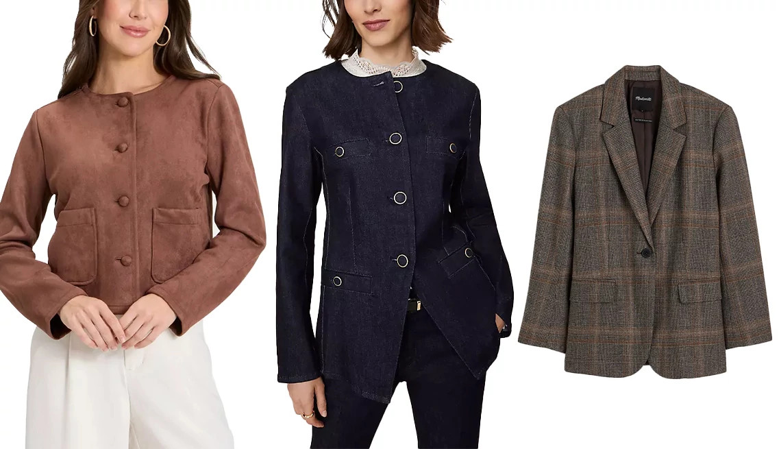 a collage with three jackets