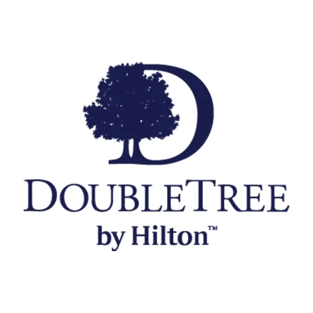 DoubleTree by Hilton™ navy blue letters with full bloom tree and a D symbol