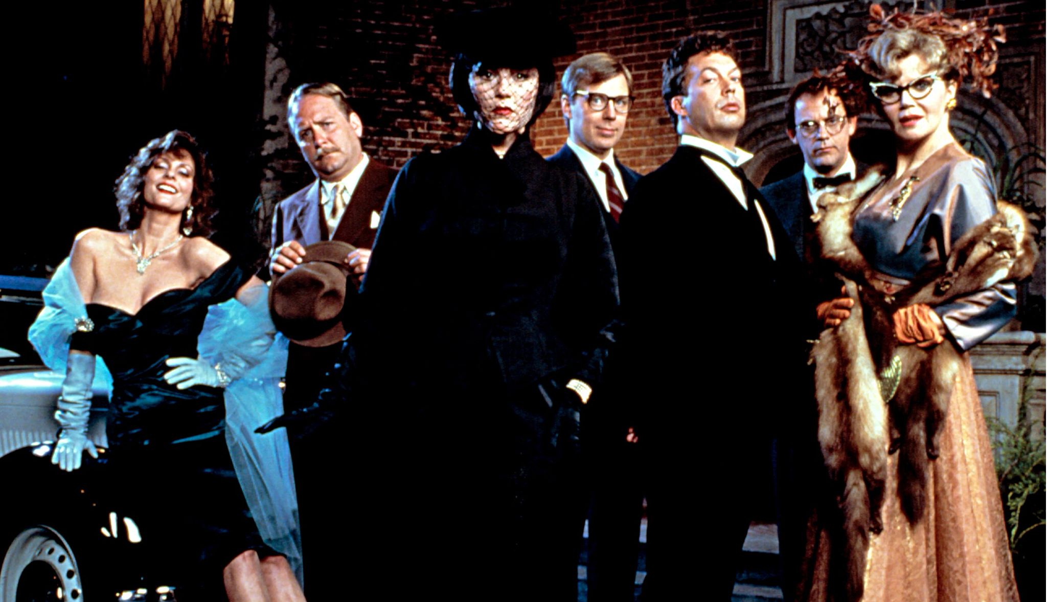 Actor Tim Curry as ‘Vagabond’ tim curry in costume with the cast of clue