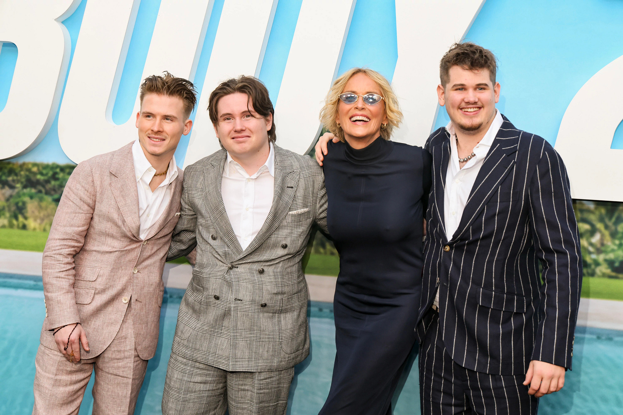 sharon stone laughing with her three sons