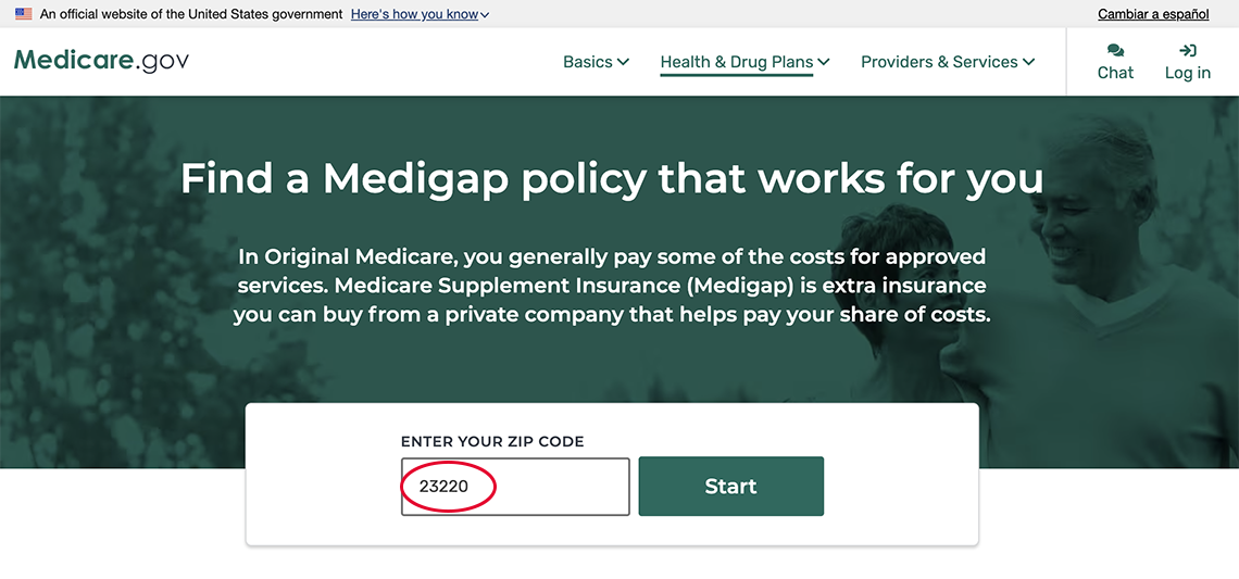 How to Choose Medicare Supplement Insurance Online screengraph of medigap website