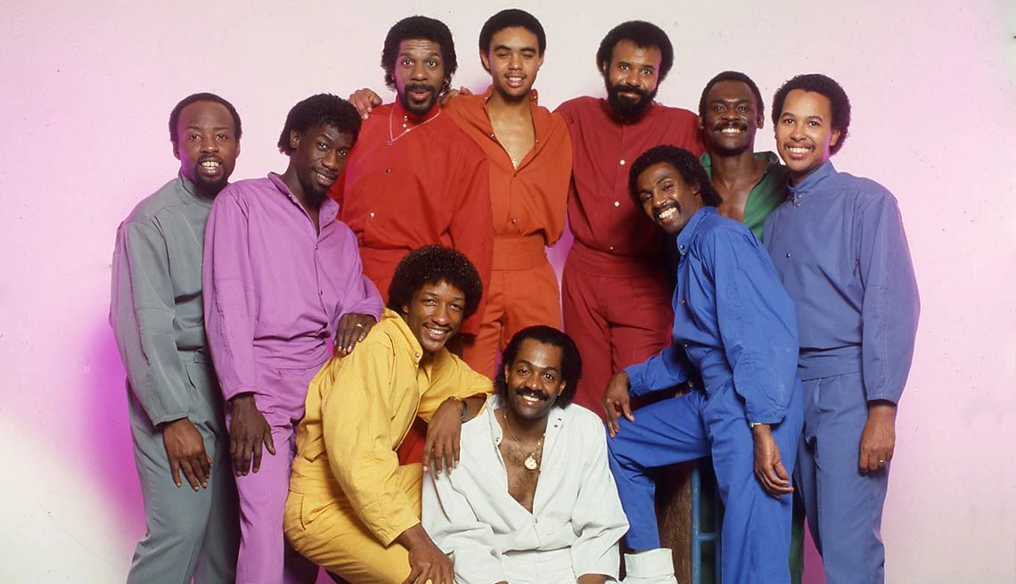A group portrait of music group Kool and the Gang