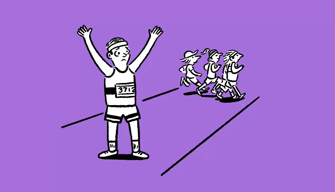 Ask Dr. Adam About Slower Gait illustration of a man far behind in a race
