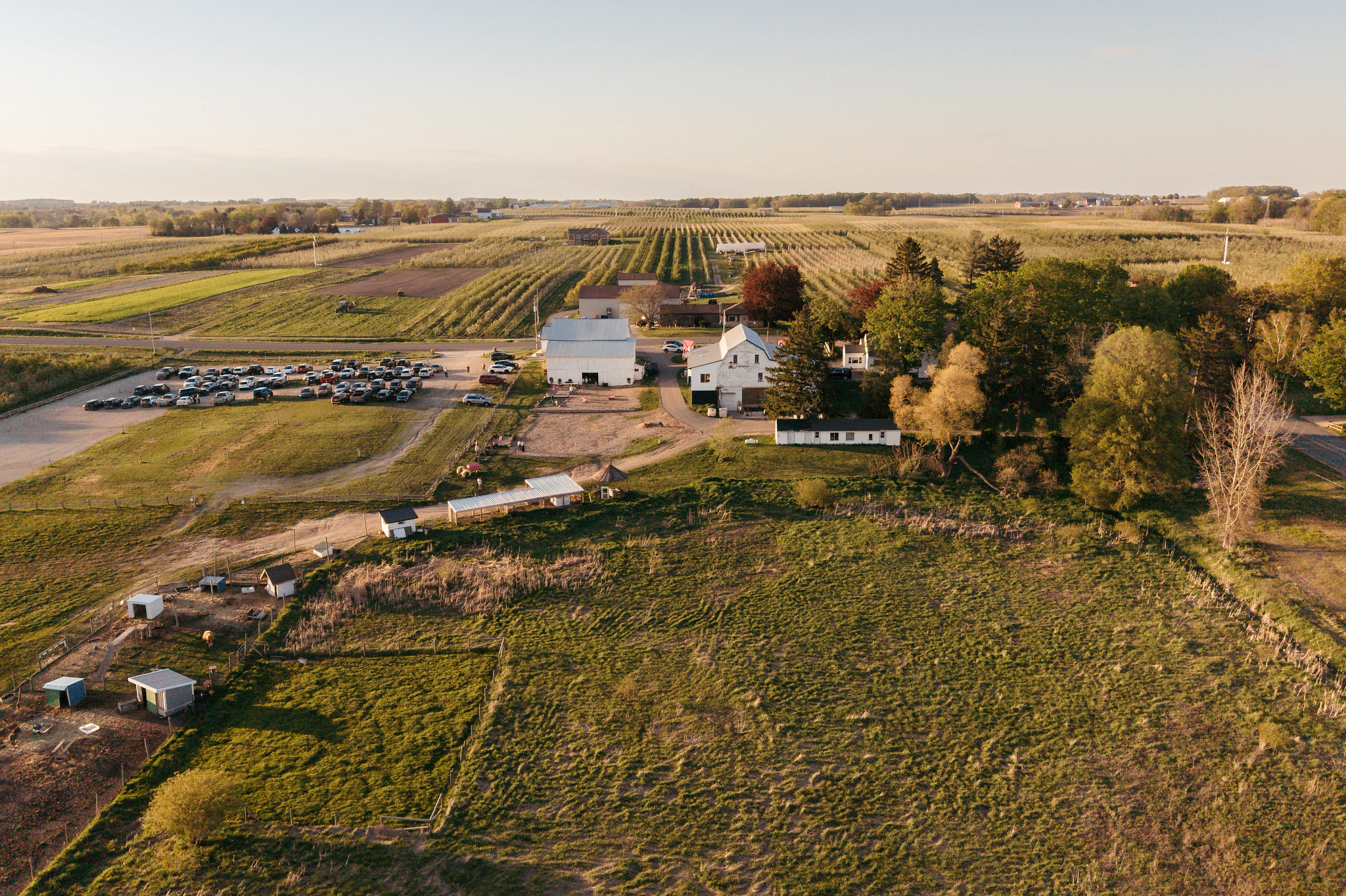 an aerial view of the farm