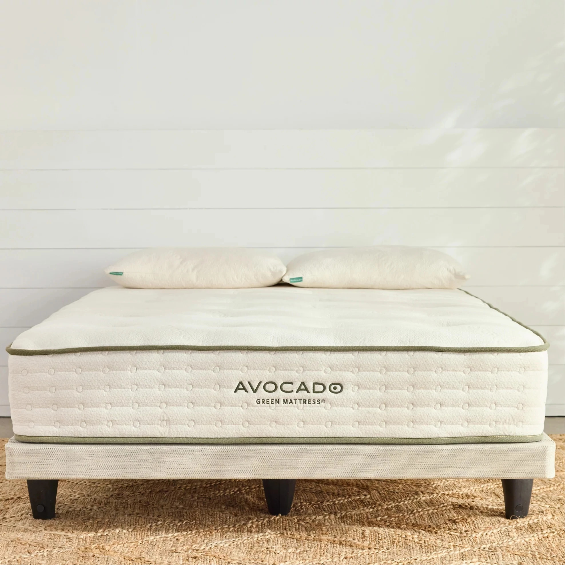 The Avocado Green mattress on display in a bright room