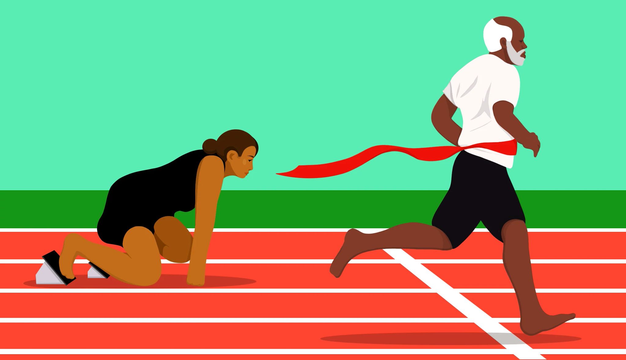 He Orgasms Quickly and I'm Left to Satisfy Myself a man and a woman running a race
