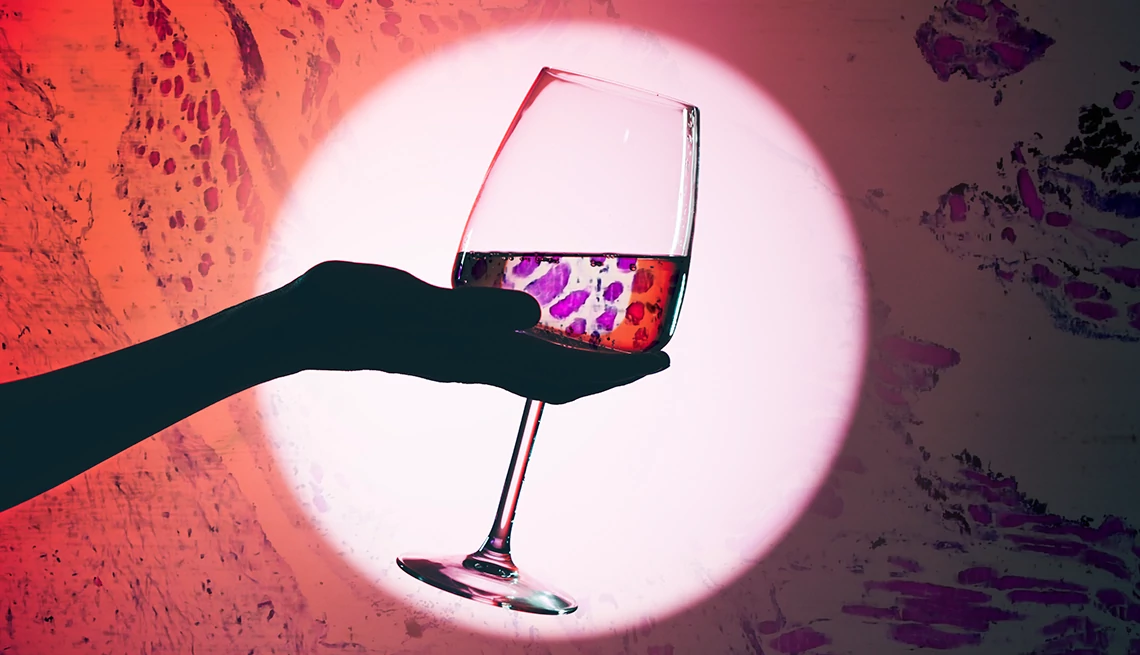 Cancers Linked to Alcohol wine glass with cancer cells