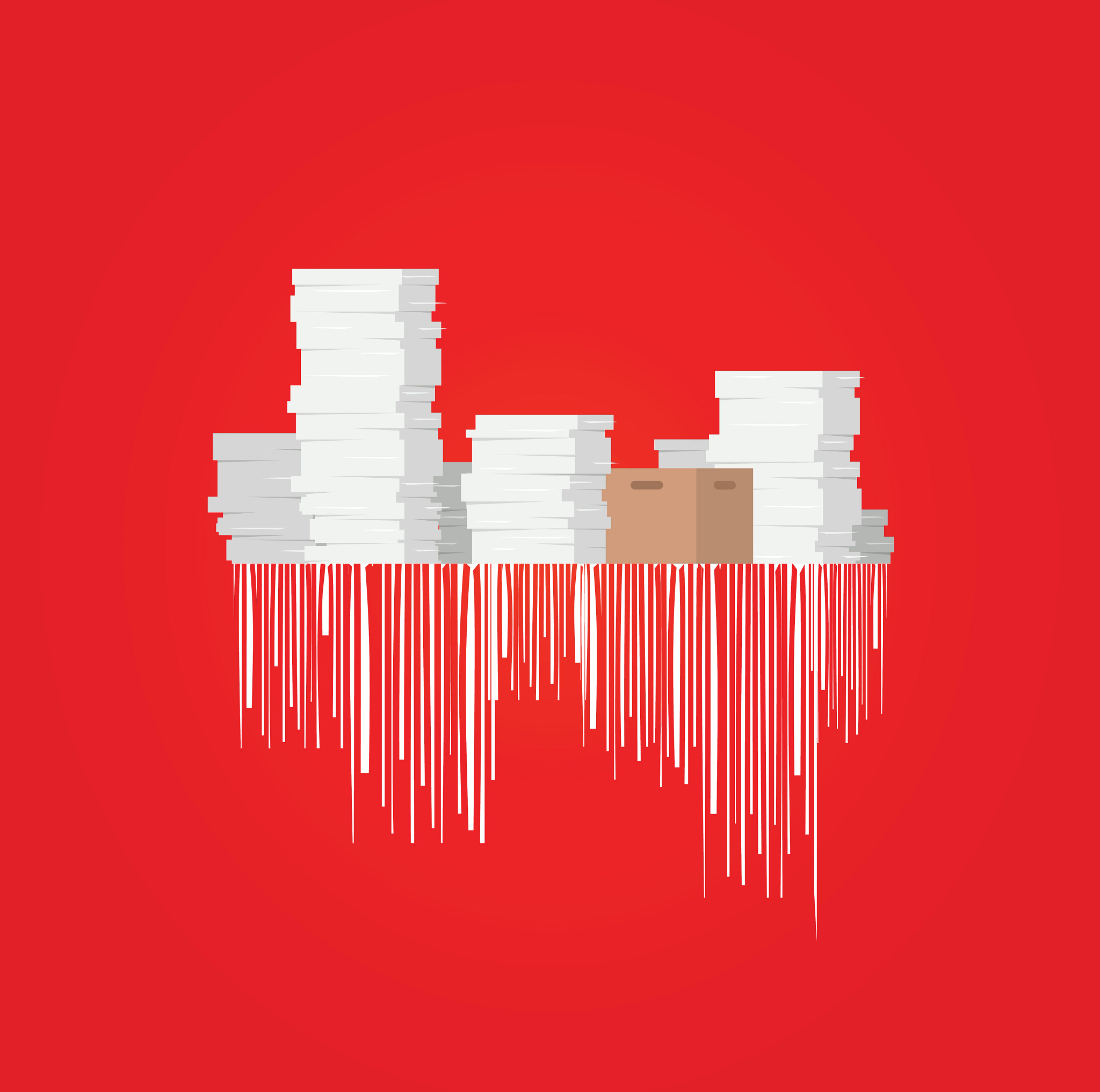 A pile of paper documents and work and shred concept.