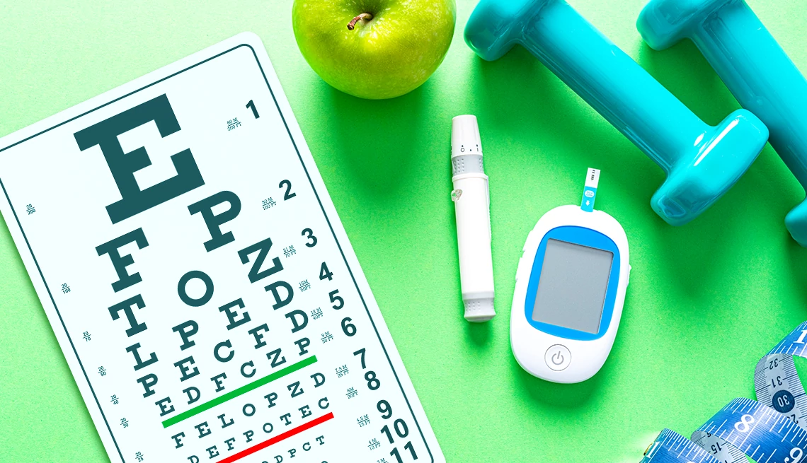 What is Diabetic Retinopathy an eye test, a diabetes test, an apple with blue weights