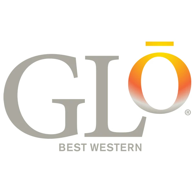 Glo® Best Western Grey, yellow, and orange logo