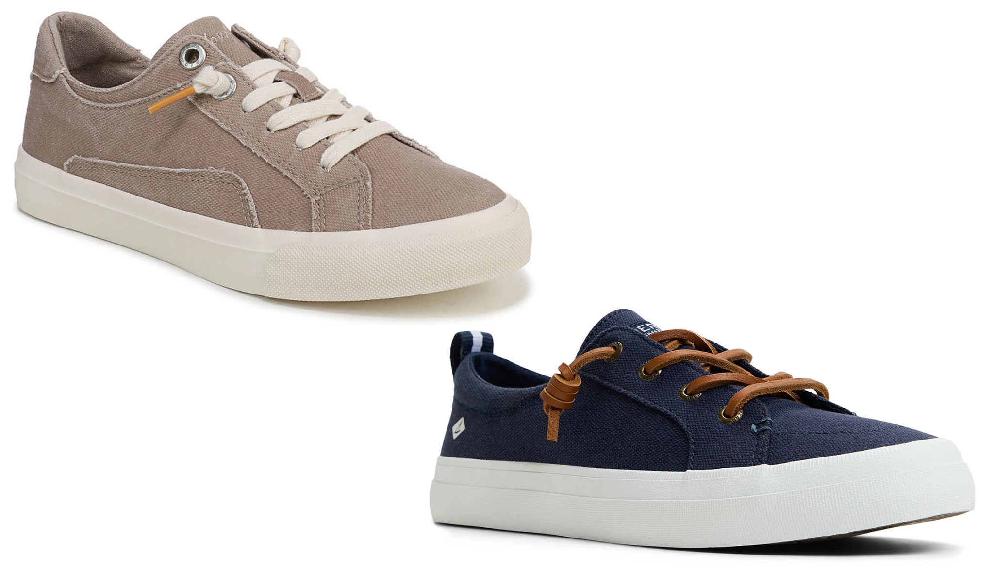 a collage with two different styles of canvas sneakers