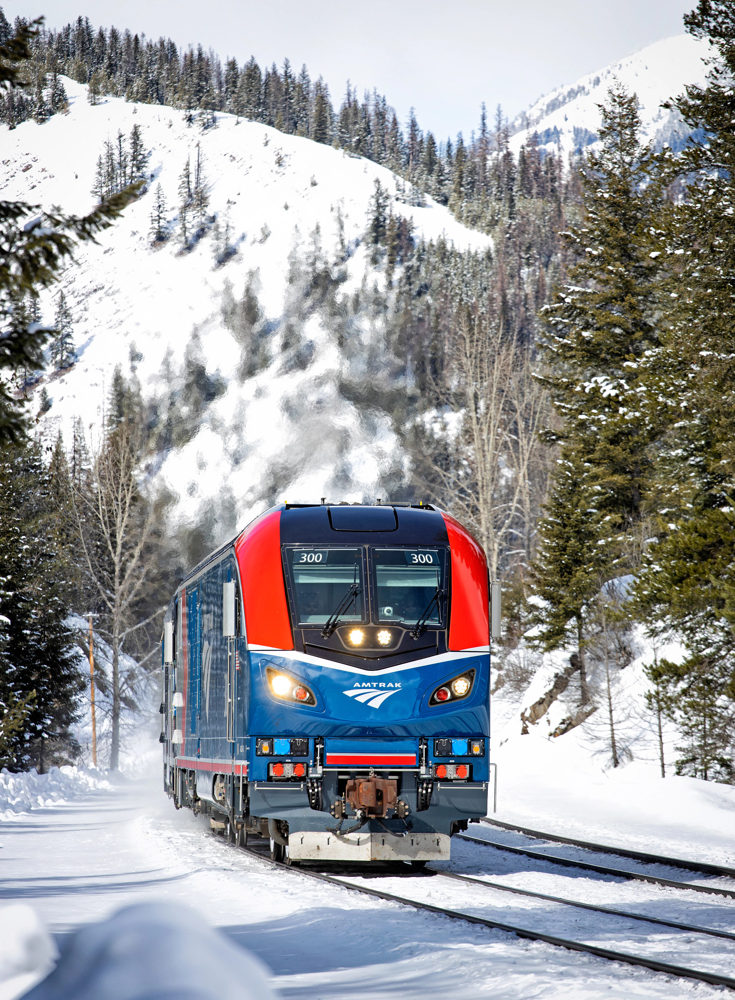 Amtrak’s Empire Builder traveling in the snow