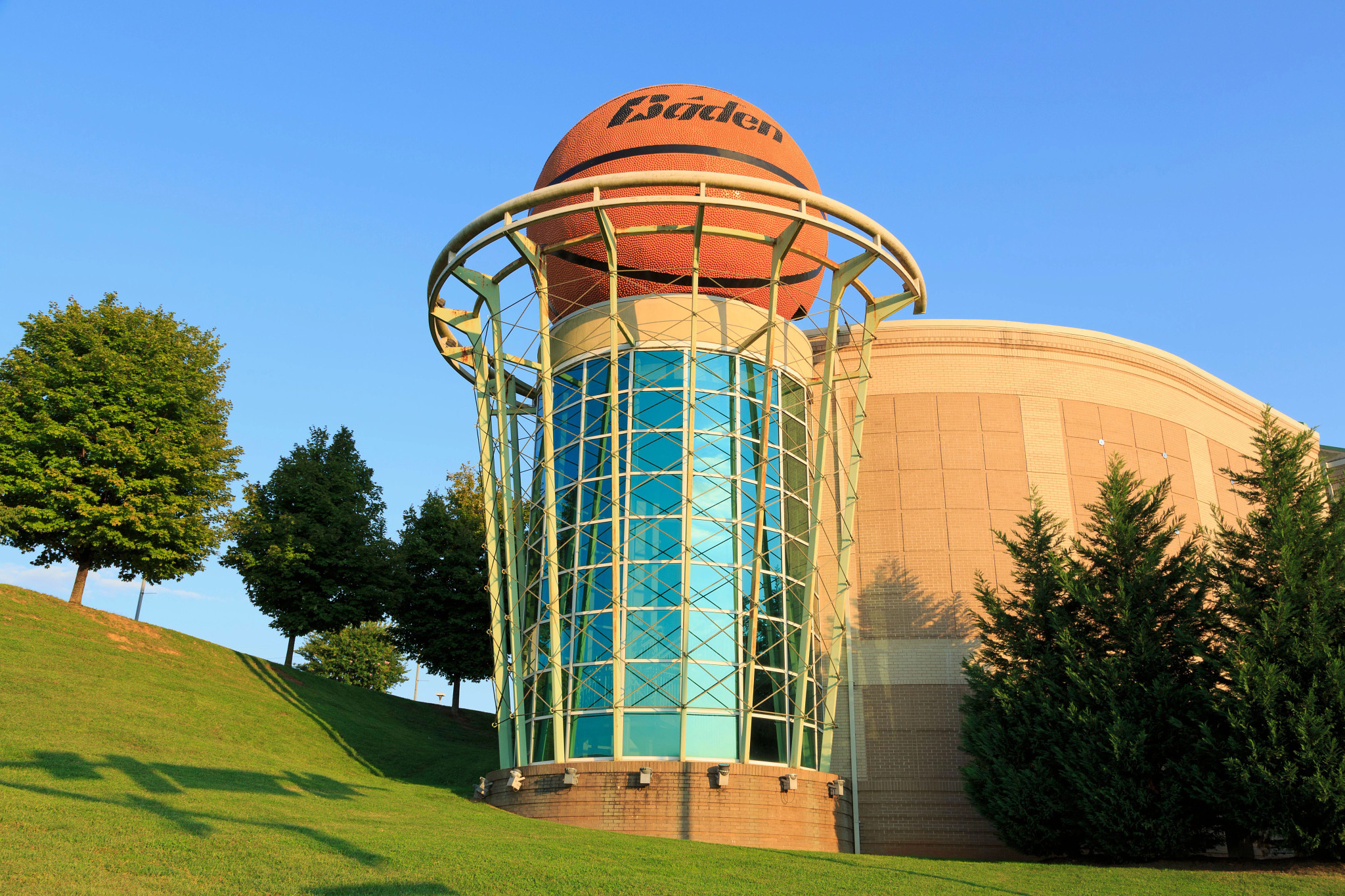 a giant basketball on top of a tower