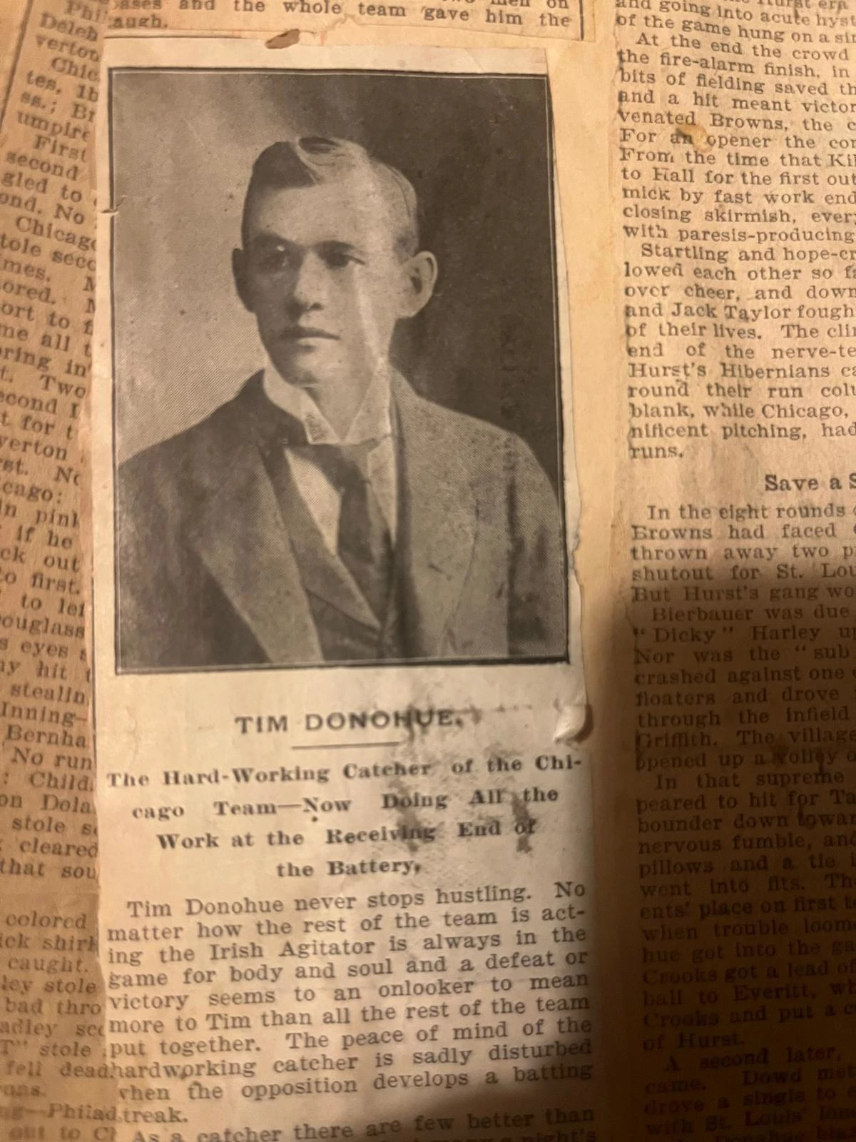 a photo circa 1900 shows author Bill Donahue’s great-great-uncle, who was a baseball player for the Chicago Colts, a precursor to the Cubs