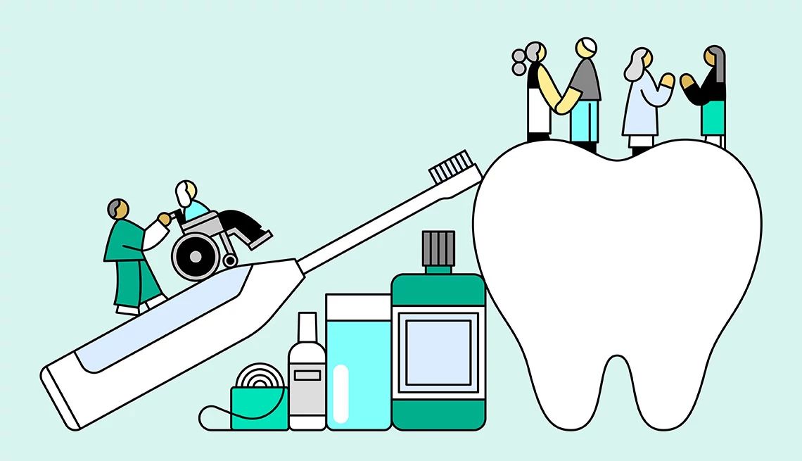 Brushing Past Resistance: Caregivers Helping With Oral Health a series of images about dental care