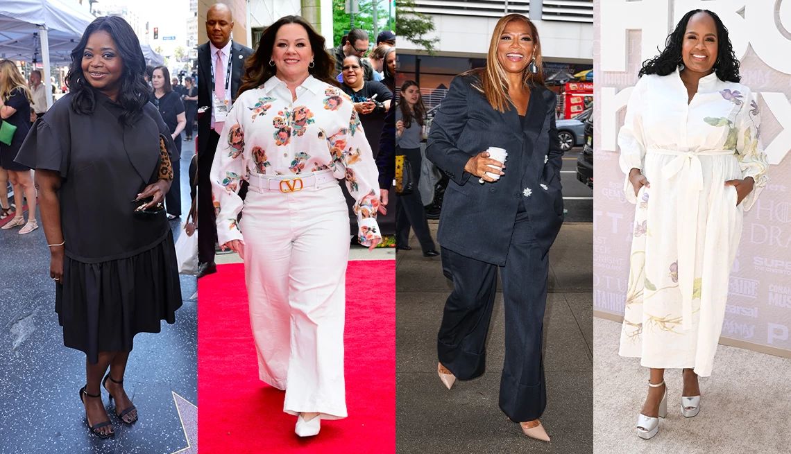 Curvy Style Essentials a collage with photos of octavia spencer, meliss mccarthy queen latifah and natasha rothwell