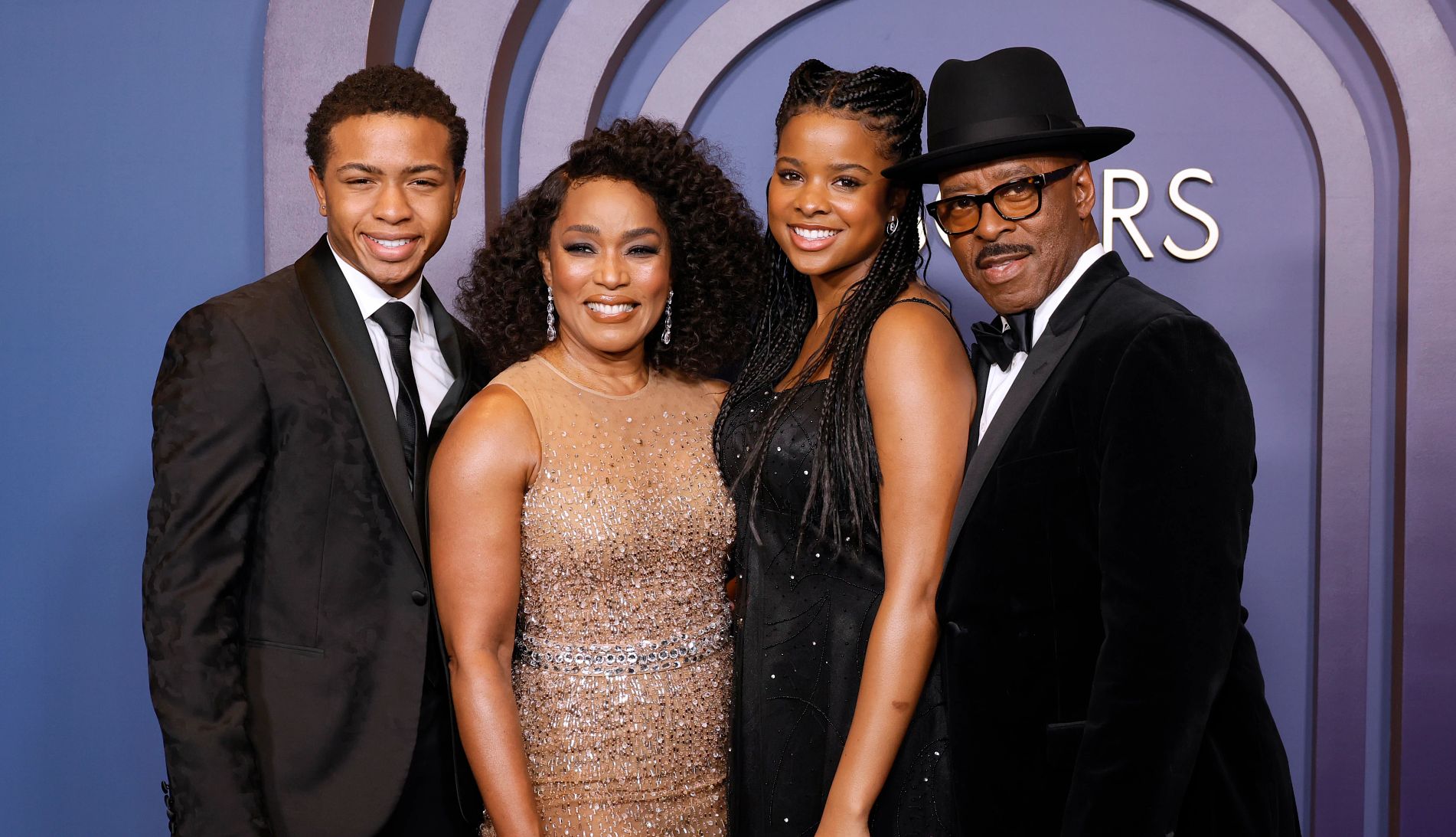 Vance and family at industry event in Hollywood, California Son Slater, wife Angela Bassett, daughter Bronwyn and Courtney B Vance