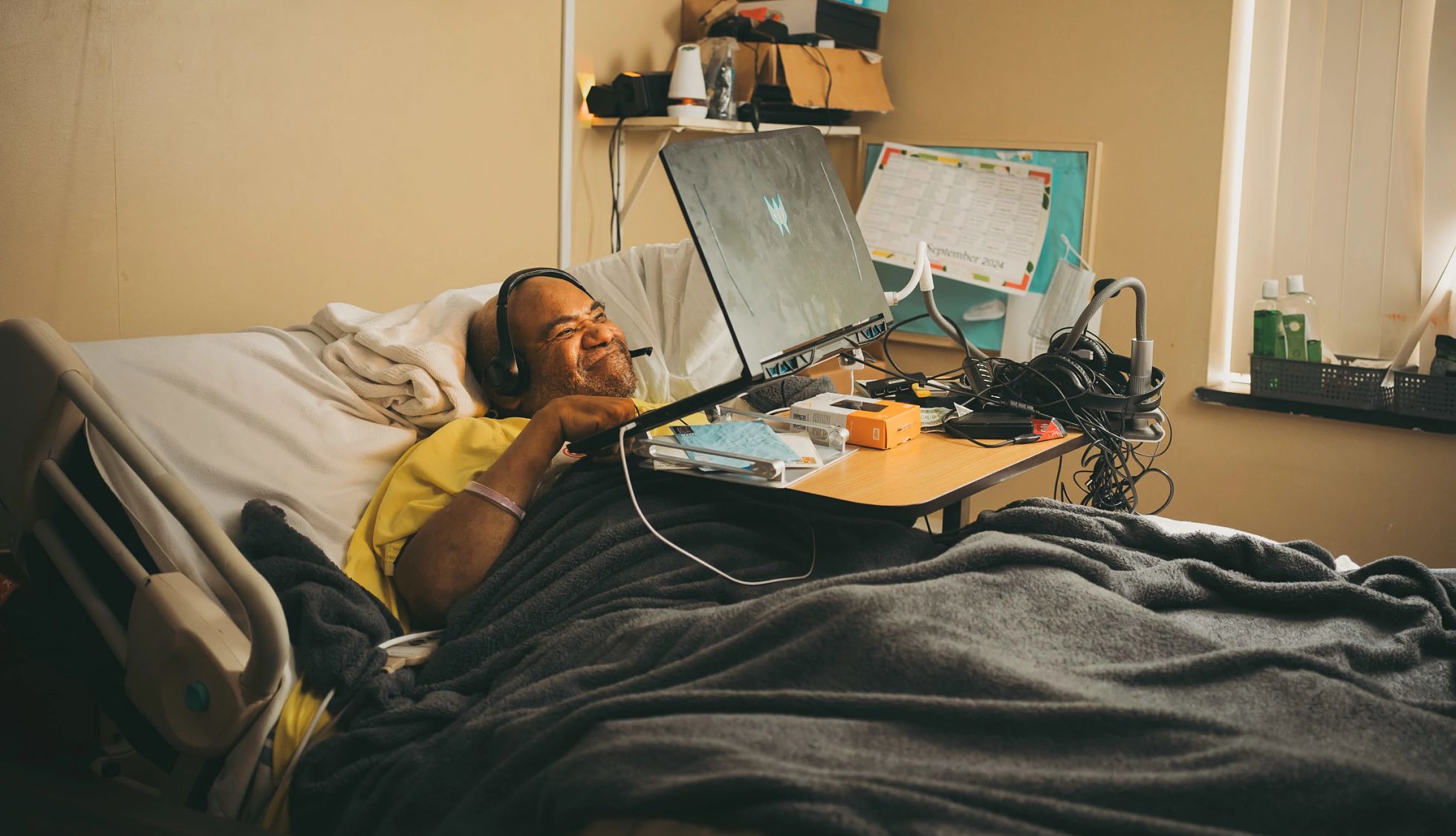 Maurice Miller en su hogar de ancianos en Takoma Park, Maryland.