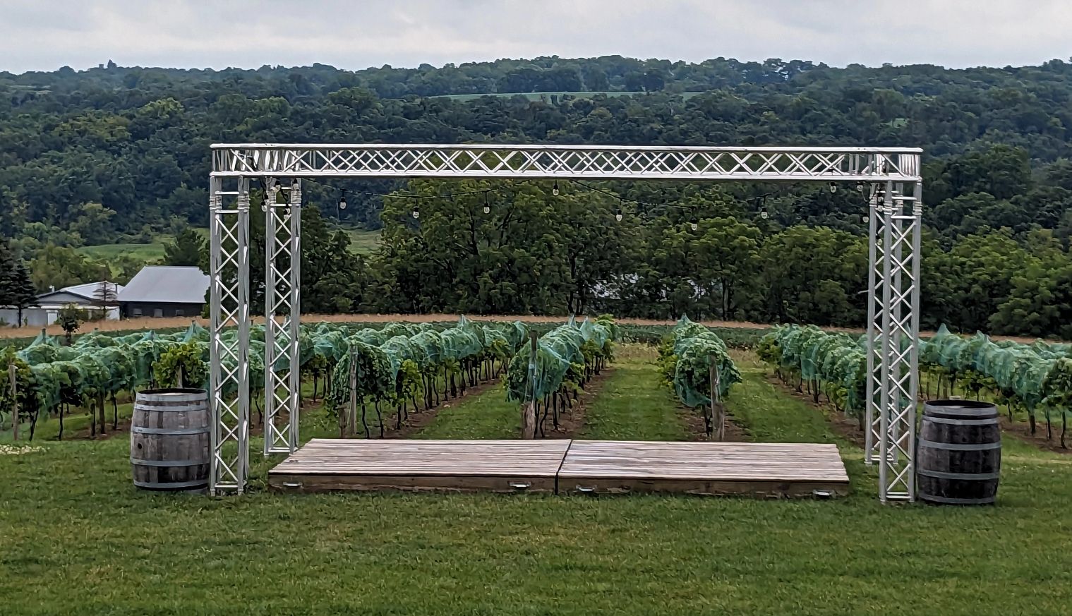 Live music at a winery a stage where live music is played at a winery