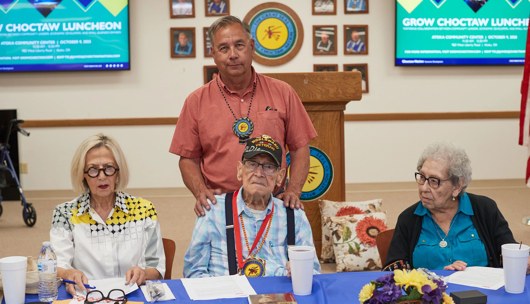 Celebrating 100 Years of Valor William Logan with family members at his birthday celebration