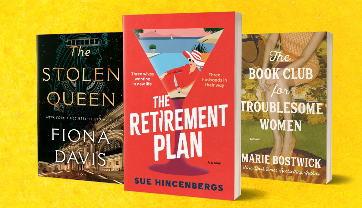 photo of three novels on yellow background