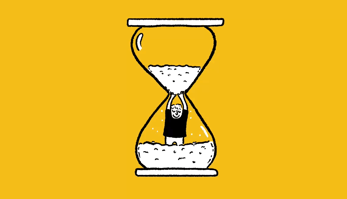 illustrated gif of a man in an hourglass
