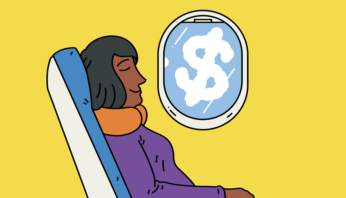 a person relaxing on a plane