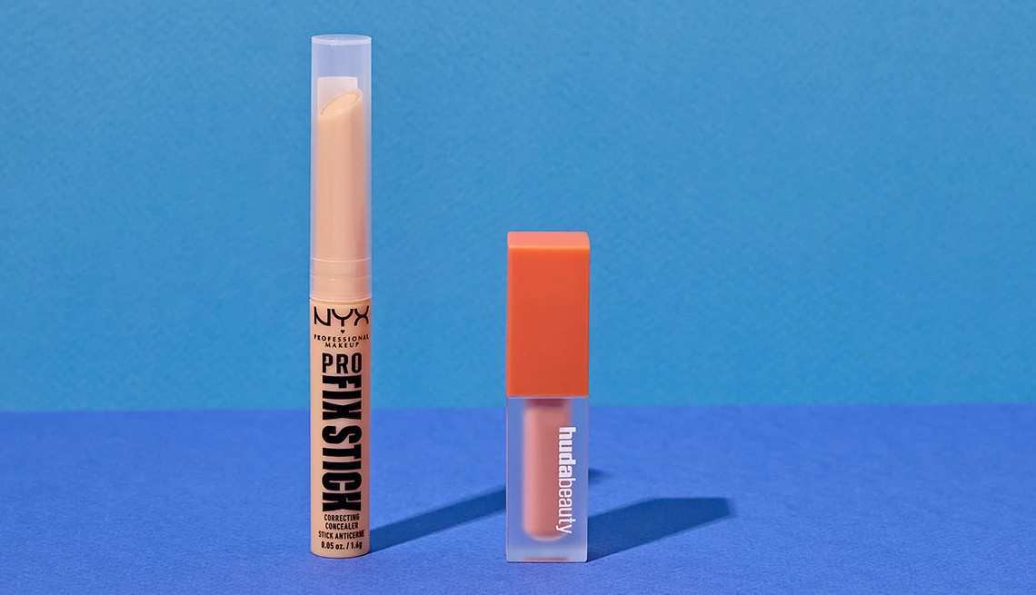 a collage with two types of eye makeup