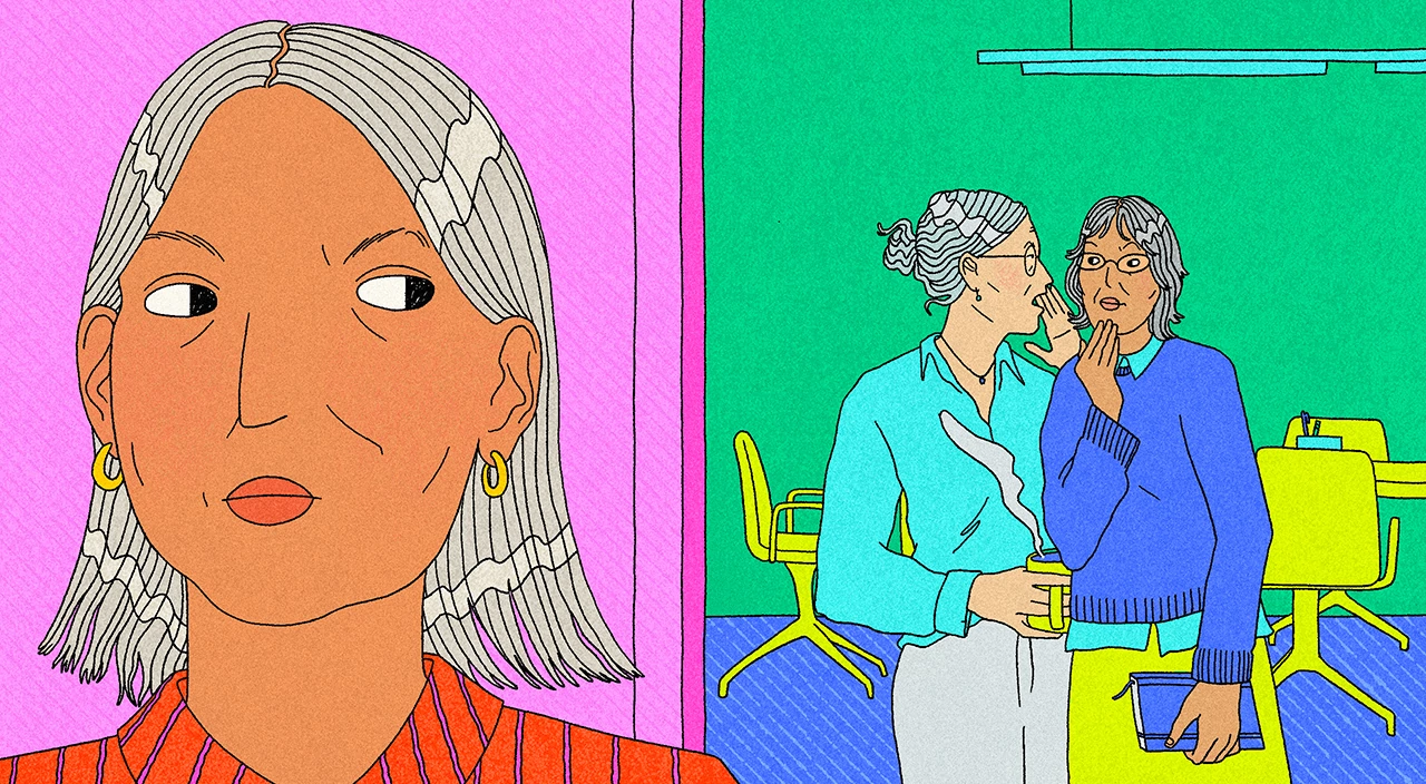 illustration of woman side eyeing mean girls